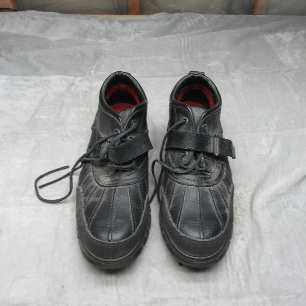 Polo Ralph Lauren Mens 11D Duck Boots Dover‎ II Black Leather Buckle Waterproof